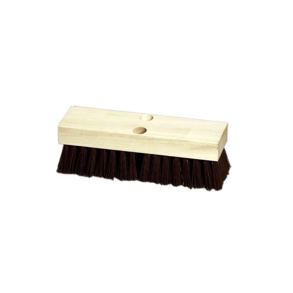 10 Wood Block Deck Scrub with Stiff Brown Polypropylene, PK12